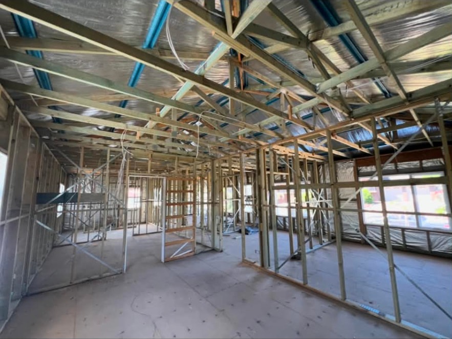 New build frame with lighting and power rough-in cabling in place